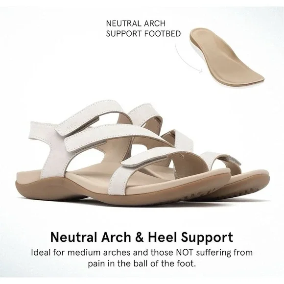 ABEO White Sandal Oasis Leather Womens 7 Medium Adjustable Straps New In Box - Picture 4 of 8